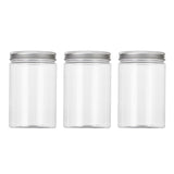 Maxbell 3Pcs Clear Empty PET Plastic Storage Containers Jars Pots w/Screw Top 800ml