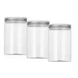 Maxbell 3Pcs Clear Empty PET Plastic Storage Containers Jars Pots w/Screw Top 800ml
