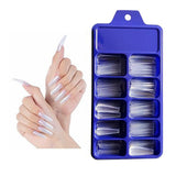 Maxbell Fake Nails Press on Nails French Style for DIY Nail Art Salon Women Girls Transparent