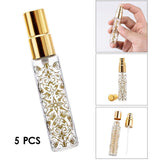 Maxbell 5pcs Travel Refillable Perfume Empty Bottle Glass 10ml Gold