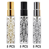 Maxbell 5pcs Travel Refillable Perfume Empty Bottle Glass 10ml Gold