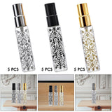 Maxbell 5pcs Travel Refillable Perfume Empty Bottle Glass 10ml Gold