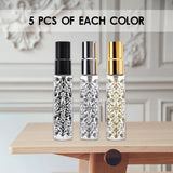 Maxbell 5pcs Travel Refillable Perfume Empty Bottle Glass 10ml Gold