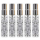 Maxbell 5pcs Travel Refillable Perfume Empty Bottle Glass 10ml Silver