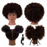 Maxbell Hair Styling Practice Doll Head Training Mannequin Clamp Afro Black Skin