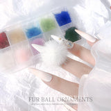 Maxbell Soft Removable Nail Art Plush Pom Ball Set Magnetic Base DIY for Women D