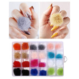 Maxbell Soft Removable Nail Art Plush Pom Ball Set Magnetic Base DIY for Women C