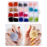 Maxbell Soft Removable Nail Art Plush Pom Ball Set Magnetic Base DIY for Women C