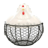 Maxbell Creative Style Egg Storage Basket with Ceramic Hen Egg Basket