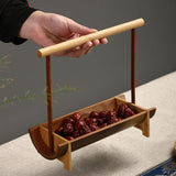 Maxbell Dried Fruit Bowl Tray Snack Candy Nuts Baskets Stand Tableware Round Handle