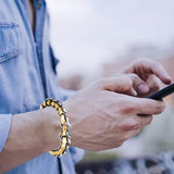 Maxbell Gothic Punk Bracelet Titanium Steel Dragon Scale Bangle Multicolor 7.48 inch