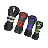 Maxbell 4 Pcs Waterproof Golf Wood Headcover Drivers Covers Fairway Club Cover Black