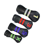 Maxbell 4 Pcs Waterproof Golf Wood Headcover Drivers Covers Fairway Club Cover Black