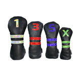 Maxbell 4 Pcs Waterproof Golf Wood Headcover Drivers Covers Fairway Club Cover Black