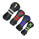 Maxbell 4 Pcs Waterproof Golf Wood Headcover Drivers Covers Fairway Club Cover Black