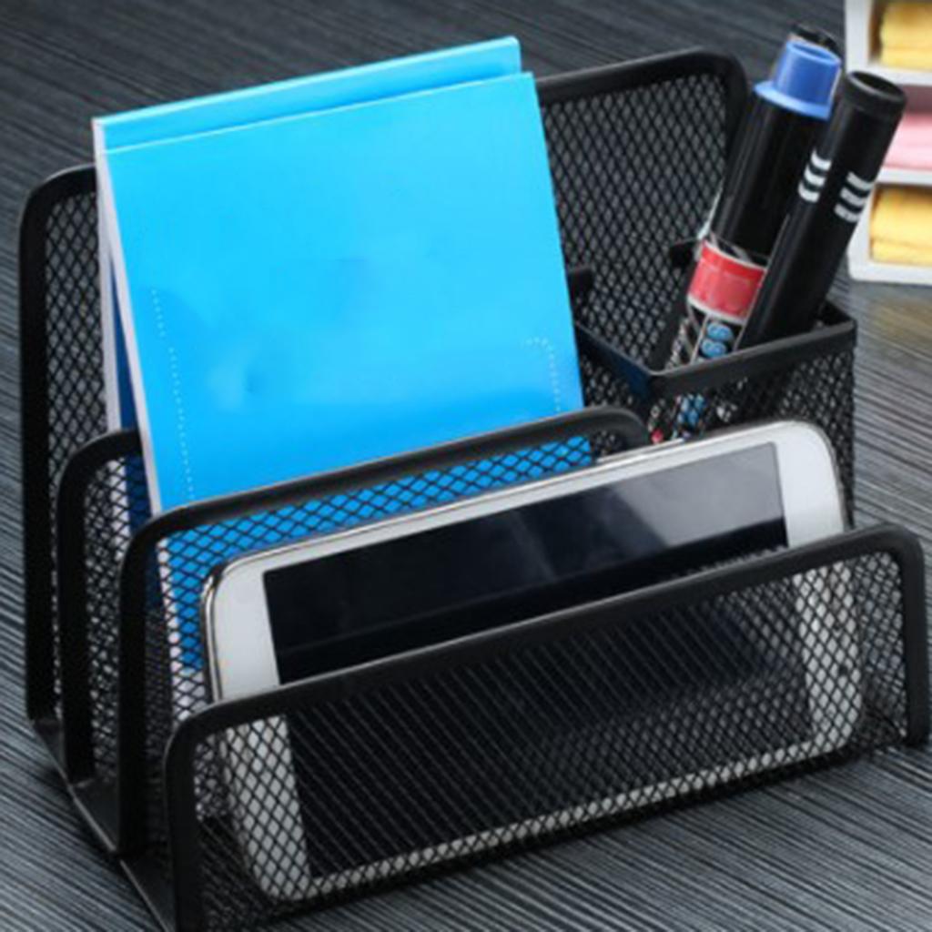 Maxbell 1 Piece Metal Desk Organizer File Storage Rack Paper Office Organization Black
