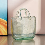 Maxbell Glass Bag Vase with Handle Transparent Hydroponics Terrarium Plant Container 20x11x6cm