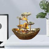 Relaxation Indoor Tabletop Fountain LED Light for Garden Desktop Decoration Golden