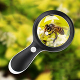 Maxbell Small Handheld Magnifier with 18 LED Light for Seniors Children Books  Black