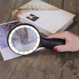 Maxbell Small Handheld Magnifier with 18 LED Light for Seniors Children Books  Black