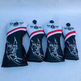 Maxbell 4pcs PU Golf Wood Headcover Golf Drivers Head Cover Driver Club Protection Butterfly