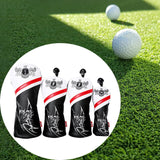 Maxbell 4pcs PU Golf Wood Headcover Golf Drivers Head Cover Driver Club Protection Butterfly