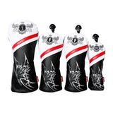 Maxbell 4pcs PU Golf Wood Headcover Golf Drivers Head Cover Driver Club Protection Butterfly