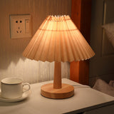 Maxbell Retro USB Charger Wood Shade Table Bedside Lamp Nightstand Night Light Decor Infinite dimming