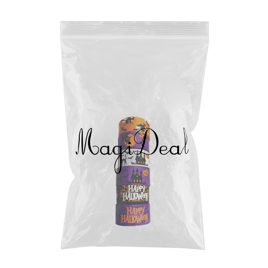 Maxbell 6Pcs Halloween Ribbon Printed Grosgrain Ribbons for Gift Wrapping Festival