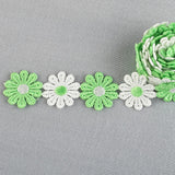 Maxbell 5Yards Daisy Flower Lace And Ribbon Trim Colorful for Sewing and Embellish White Green