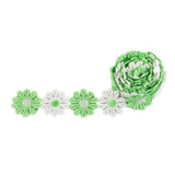 Maxbell 5Yards Daisy Flower Lace And Ribbon Trim Colorful for Sewing and Embellish White Green