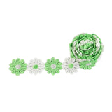 Maxbell 5Yards Daisy Flower Lace And Ribbon Trim Colorful for Sewing and Embellish White Green