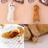 Maxbell Plush Pencil Case Animals - Cute Puppy Dog Shape - Kawaii School Make Up Bag White