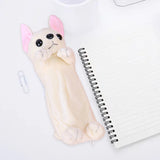 Maxbell Plush Pencil Case Animals - Cute Puppy Dog Shape - Kawaii School Make Up Bag White