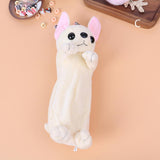 Maxbell Plush Pencil Case Animals - Cute Puppy Dog Shape - Kawaii School Make Up Bag White