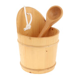 Maxbell 5L Wood Sauna Bucket and Ladle, Sauna Hat & Liner SPA Accessory Handmade KD-005B