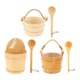 Maxbell 5L Wood Sauna Bucket and Ladle, Sauna Hat & Liner SPA Accessory Handmade KD-005B