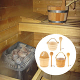 Maxbell 5L Wood Sauna Bucket and Ladle, Sauna Hat & Liner SPA Accessory Handmade KD-005B