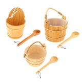 Maxbell 5L Wood Sauna Bucket and Ladle, Sauna Hat & Liner SPA Accessory Handmade KD-005B