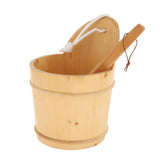 Maxbell 5L Wood Sauna Bucket and Ladle, Sauna Hat & Liner SPA Accessory Handmade KD-005B