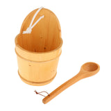 Maxbell 5L Wood Sauna Bucket and Ladle, Sauna Hat & Liner SPA Accessory Handmade KD-005B