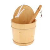 Maxbell 5L Wood Sauna Bucket and Ladle, Sauna Hat & Liner SPA Accessory Handmade KD-005B