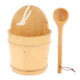 Maxbell 5L Wood Sauna Bucket and Ladle, Sauna Hat & Liner SPA Accessory Handmade KD-005B