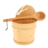 Maxbell 5L Wood Sauna Bucket and Ladle, Sauna Hat & Liner SPA Accessory Handmade KD-005B