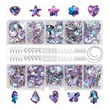 Maxbell Crystal Beads Butterfly Star Pendant Gems for Jewelry Making  Pink Purple