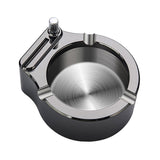 Maxbell Stainless Steel Ashtray Metal Ashtray with 10000 Times Match Lighter Black