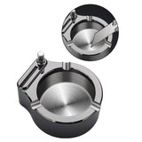 Maxbell Stainless Steel Ashtray Metal Ashtray with 10000 Times Match Lighter Black