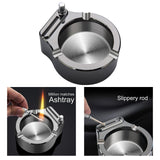 Maxbell Stainless Steel Ashtray Metal Ashtray with 10000 Times Match Lighter Black