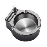 Maxbell Stainless Steel Ashtray Metal Ashtray with 10000 Times Match Lighter Black