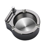 Maxbell Stainless Steel Ashtray Metal Ashtray with 10000 Times Match Lighter Black